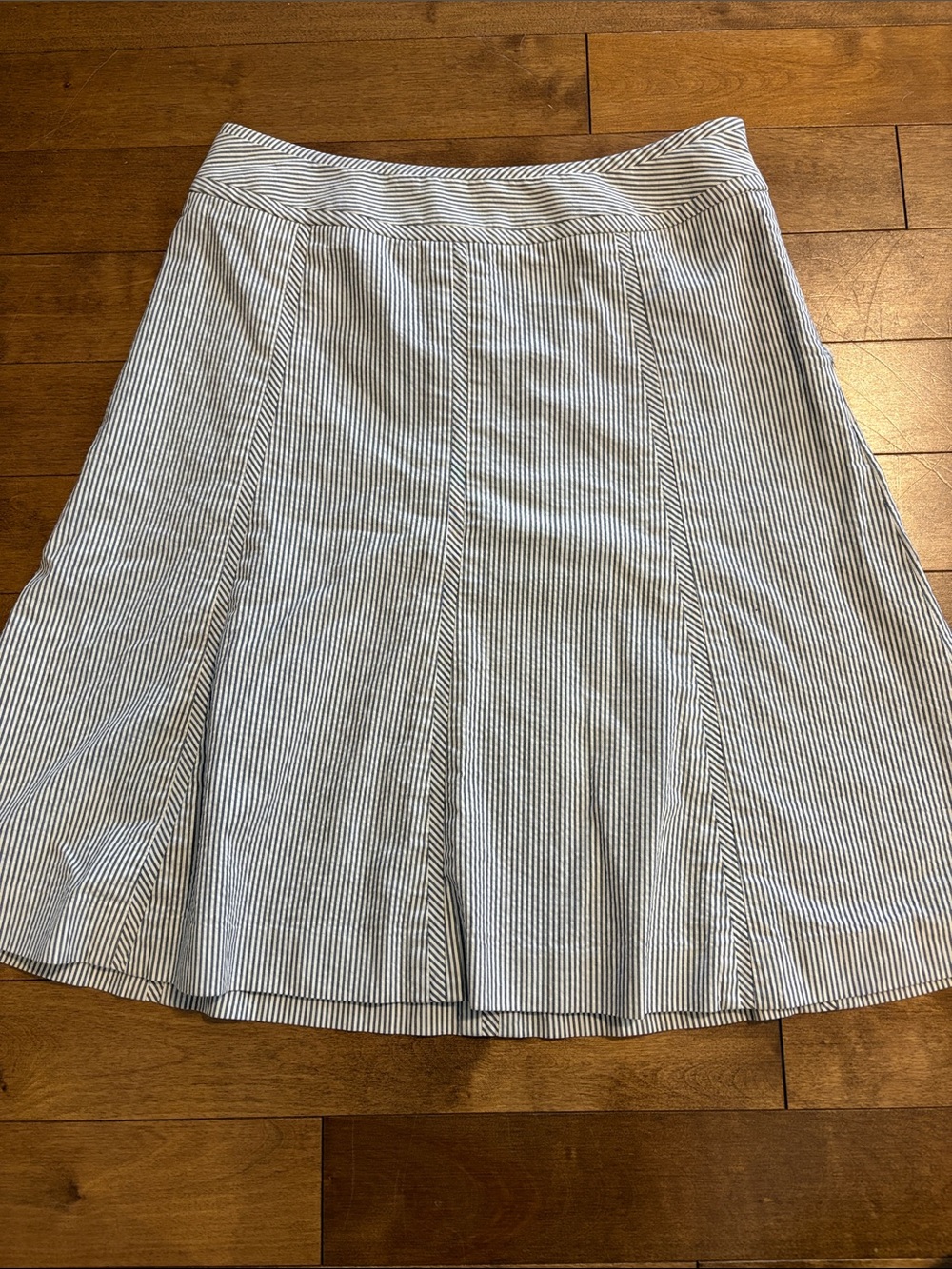 Cotton Talbots Blue and White Pinstripe A-Line Skirt